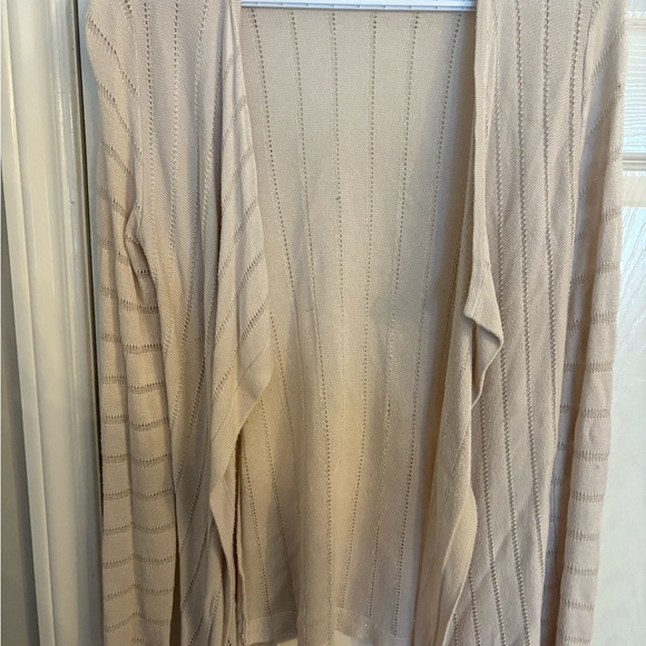 White House Black Market Cream Cardigan Long Open-Front - Picture 1 of 6